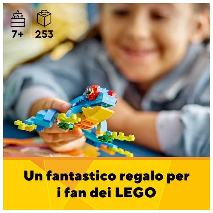 LEGO Creator 31136 Pappagallo Esotico 31136-LEGO Set 3 in 1 con Pesce e Rana Animali Giocattolo Giochi Creativi per Bambini da 7 Anni