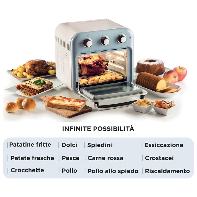 Ariete 4632-05 Friggitrice ad Aria Capacita' 16 Litri Potenza 1400 Watt con Funzione Rotisserie colore Celeste