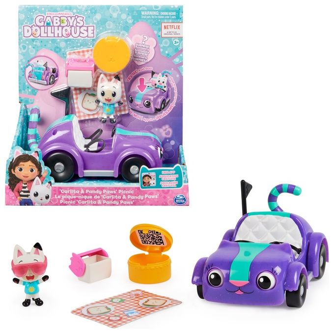 Playset Gabby's Dollhouse  La Macchina di Carlita con Pandy Paws