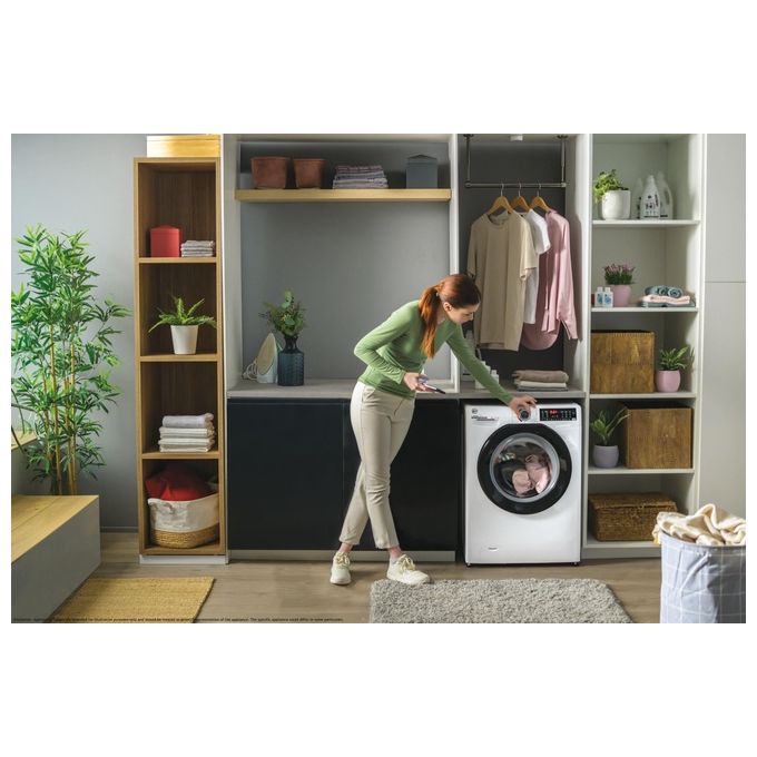 Hoover H3WPS4376TAMB6-S H-Wash 350 Lavatrice Slim 7 Kg 1300 rpm Classe A Inverter Vapore Wi-Fi (85x60x44 cm) colore Bianco