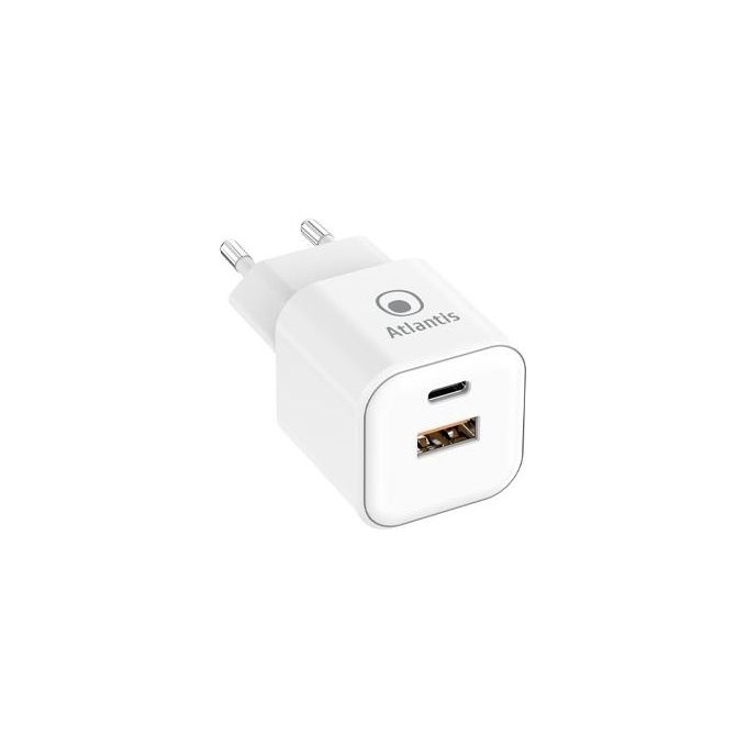 Alimentatore atlantis universale per smartphone e tablet p008-pd35gn-2u ac 35w output 1xusb 1xusb-c pd tecnologia gan