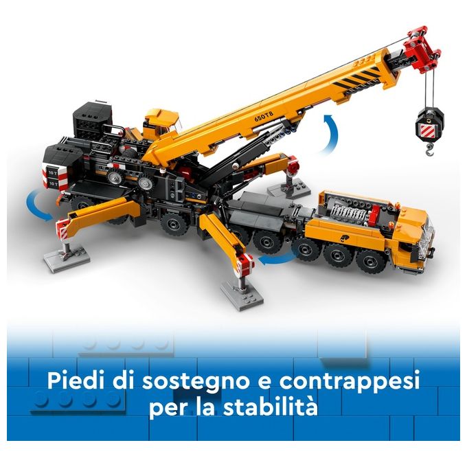LEGO City Gru da Cantiere Mobile Gialla Giochi Creativi per Bambini e Bambine da 9 Anni con Veicolo Giocattolo da Cantiere con Funzioni Realistiche e 4 Minifigure Idea Regalo Divertente 60409
