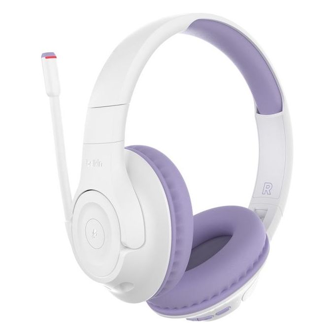 Belkin SoundForm Inspire Cuffie Wireless Over Ear con Microfono Integrato per Bambini Bianco-Lavanda
