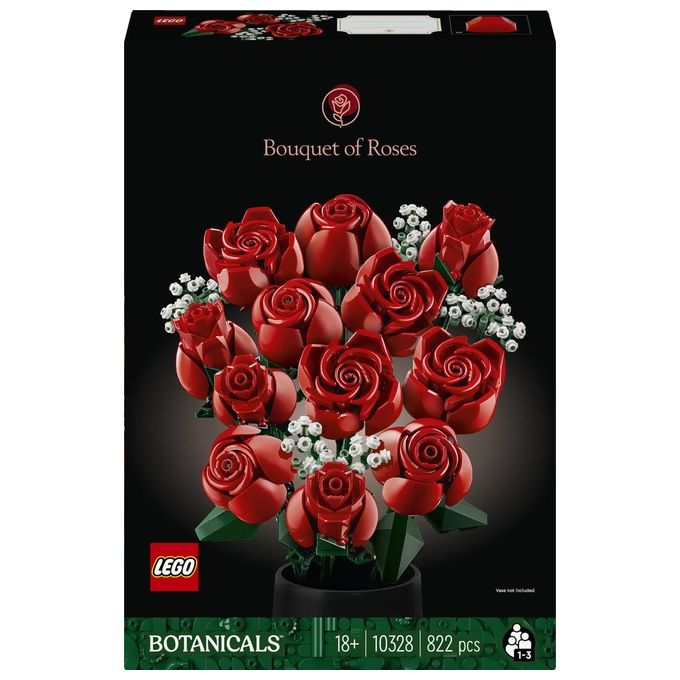 LEGO Icons 10328 Bouquet di Rose, Set Fiori Finti per Adulti, Decorazione Casa, Idea Regalo per Lei o Lui, Collezione Botanica