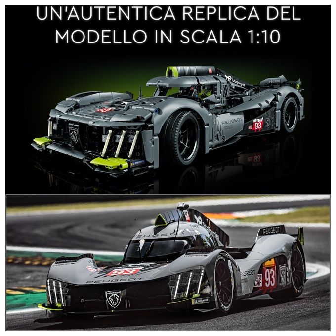 LEGO Technic 42156 PEUGEOT 9X8 24H Le Mans Hybrid Hypercar, Modellino di Auto da Corsa per Adulti Scala 1:10, Set da Collezione