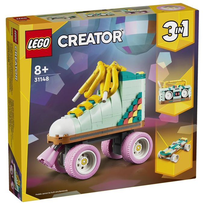 LEGO Creator 31148 3in1 Pattino a Rotelle Retro' Trasformabile in Mini Skateboard o Radio Giocattolo, Giochi per Bambini 8+