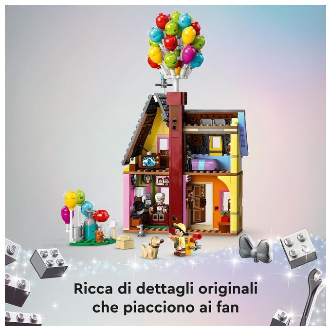 LEGO Disney e Pixar 43217 Casa di “Up'', Modellino con Palloncini e Figure di Carl, Russell e Dug, Set Disney 100° Anniversario