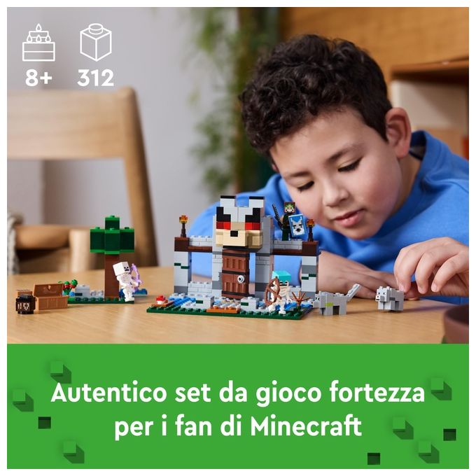 LEGO Minecraft Il Castello del Lupo Giocattolo da Costruire con il Personaggio del Domatore 2 Animali e 2 Scheletri con Armi Giochi di Ruolo per Bambini e Bambine da 8 Anni in su Idea Regalo 21261
