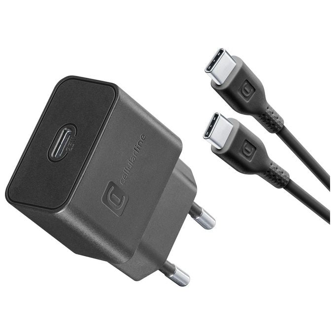 Cellular Line Super Fast Charger Kit 25W Caricabatterie da rete Super Fast Charge PD 25W con cavo USB-C to USB-C