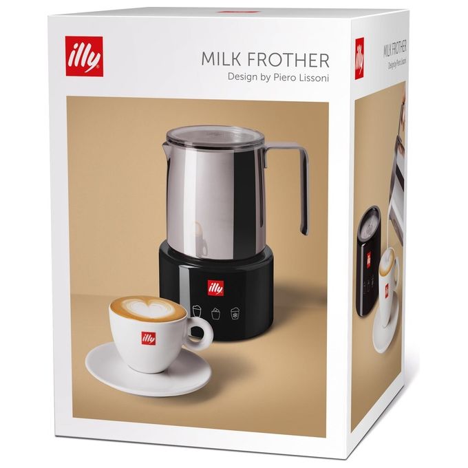 Illy 23760 Montalatte elettrico 025 L 500 W Acciaio inox e plastica Spegnimento automatico e protezione termica Funzioni caldo-freddo con controllo touch Nero – Design firmato da Piero Lissoni