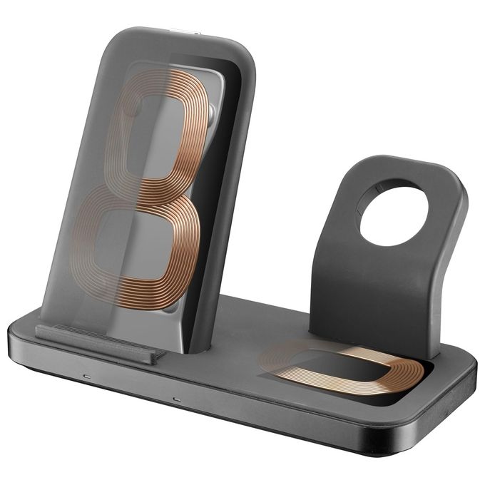 [ComeNuovo] Cellular Line Trio Wireless Charger Supporto di Ricarica Wireless 3in1 per Dispositivi Apple Nero