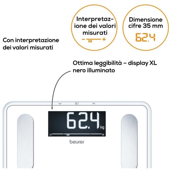 Beurer BF 400 Signature Line Black Bilancia Diagnostica con Portata fino a 200Kg 31x31cm Nero