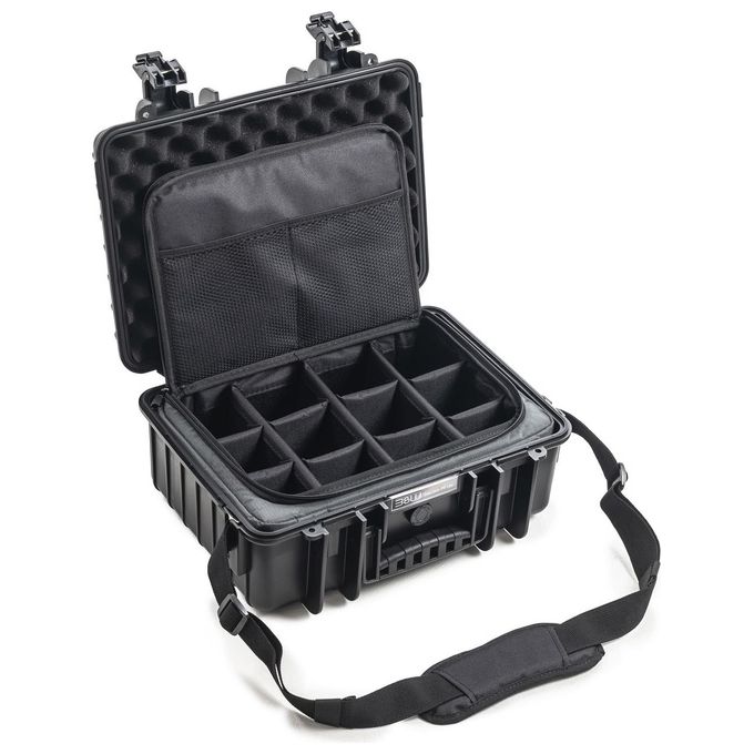 B and W International Outdoor Valigia Type 4000 Nero con Borsa Fotocamera