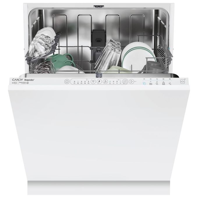 Candy CI 3E53L0W Rapido’ Serie Rapido’ – Lavastoviglie a scomparsa totale 13 coperti, classe energetica E, motore Speed‑Drive Inverter, Maxi TUB e connettivita' Wi‑Fi-BLE (82,0×59,8×55,0 cm), colore bianco