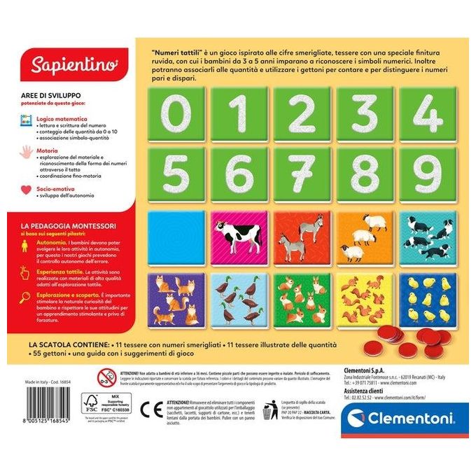 Clementoni Gioco Educativo Sapientino Baby Montessori Numeri Tattili
