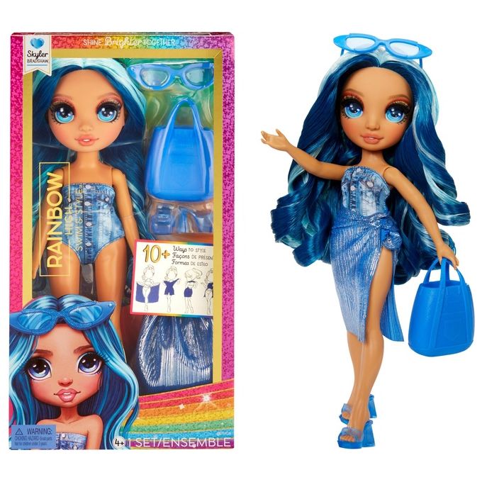 MGA Bambola Rainbow High Swim e Style Fashion Doll Skyler Blue