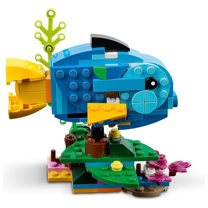 LEGO Creator 31136 Pappagallo Esotico 31136-LEGO Set 3 in 1 con Pesce e Rana Animali Giocattolo Giochi Creativi per Bambini da 7 Anni