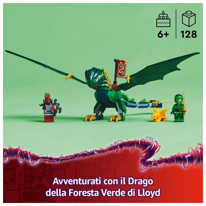 LEGO NINJAGO Drago della Foresta Verde di Lloyd - Figura Giocattolo Snodabile da Costruire Set con 2 Minifigure Armi e Cucciolo Dorato Giochi per Bambini e Bambine da 6 Anni Idea Regalo 71829