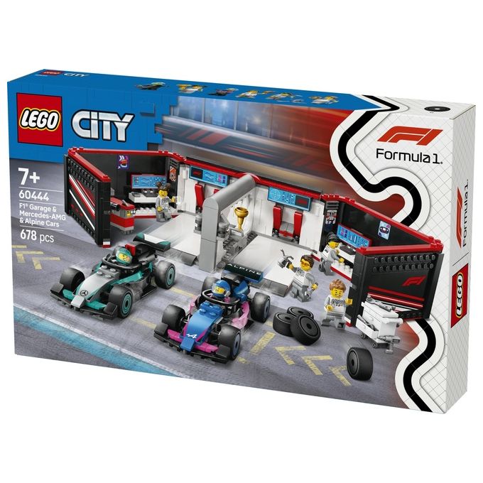 LEGO City Formula 1 Garage con monoposto Mercedes-AMG e Alpine F1 60444