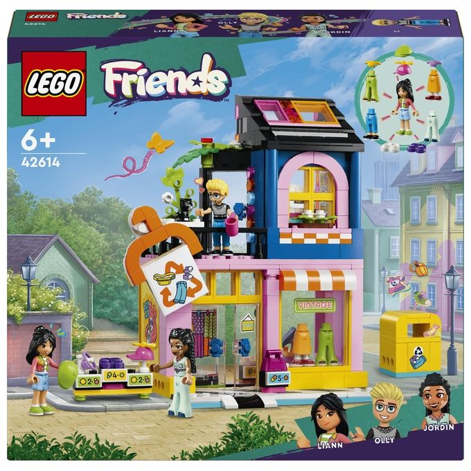 LEGO Friends 42614 Boutique Vintage, Giochi per Bambini da 6 Anni con Negozio Giocattolo di Moda, 3 Mini Bamboline e un Gatto