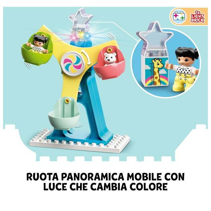 LEGO 10956 DUPLO Town Parco dei Divertimenti con Scivoli Giostra Ruota Panoramamica Treno e 7 Minifigure colore Multicolore