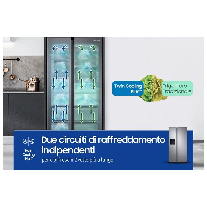 Samsung RS68A884CSL Frigorifero Side-by-Side Libera Installazione 635 Litri Classe Energetica C Argento