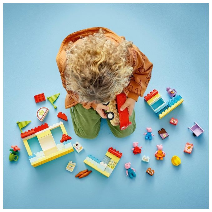 LEGO DUPLO Il Supermercato di Peppa Pig con 4 Personaggi, Set con Macchina Giocattolo e Negozio da Costruire in Mattoncini