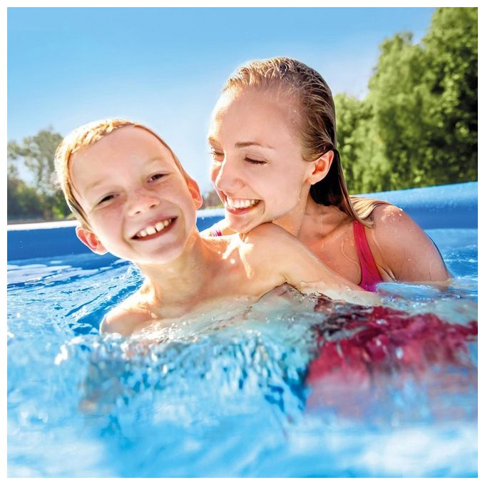 Intex 26166NP Easy Set Piscina Fuori Terra Gonfiabile Rotonda 457x107 cm 12430 L Pompa Filtro 3785 L-h Scaletta colore Blu