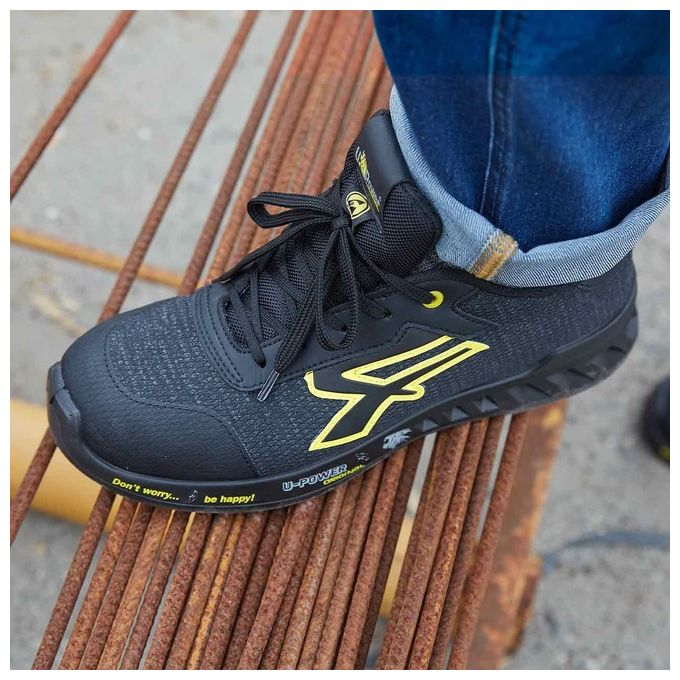 U-Power Scarpe Frank Nero Giallo Basse Numero 44 S1P
