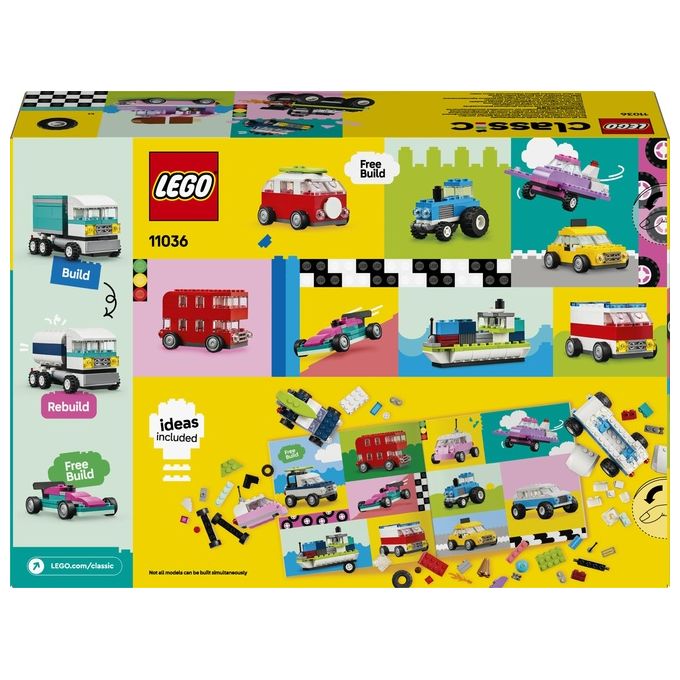 LEGO Classic 11036 Veicoli Creativi, Modellini di Auto in Mattoncini, Macchine Giocattolo per Bambini e Bambine 5+ Anni