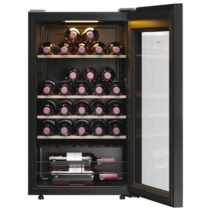 Haier Wine Bank 50 Serie 3 HWS34GGH1 Cantinetta Vino con Compressore Libera Installazione Nero 34 Bottiglie