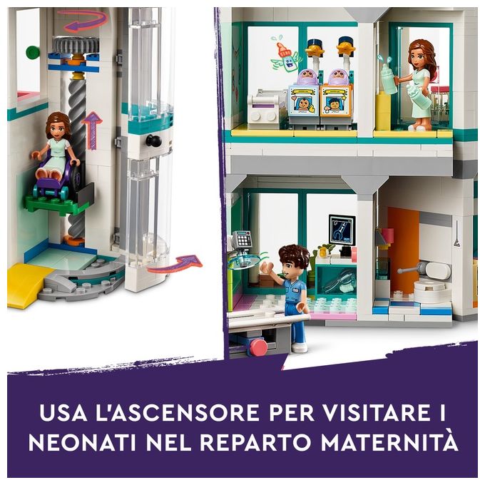 LEGO Friends 42621 Ospedale di Heartlake City, Giochi Educativi per Bambini di 7+ con Elicottero Giocattolo e 5 Mini Bamboline