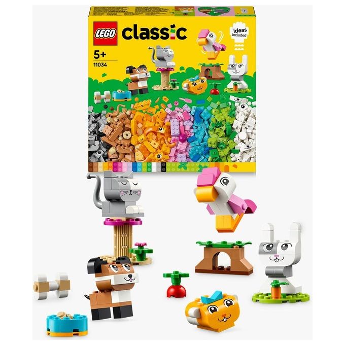 LEGO Classic 11034 Animali Domestici Creativi, Giocattolo per Bambini di 5+ Anni per Costruire Cane, Gatto e Altri Animali