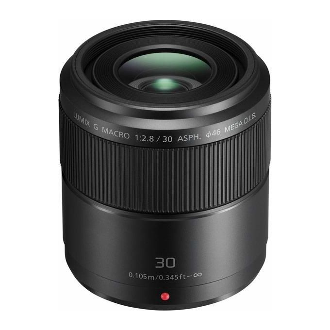 Panasonic H-HS030E Lumix G Obiettivo Macro 30mm f2.8 MEGA O.I.S. 46mm filtro colore Nero