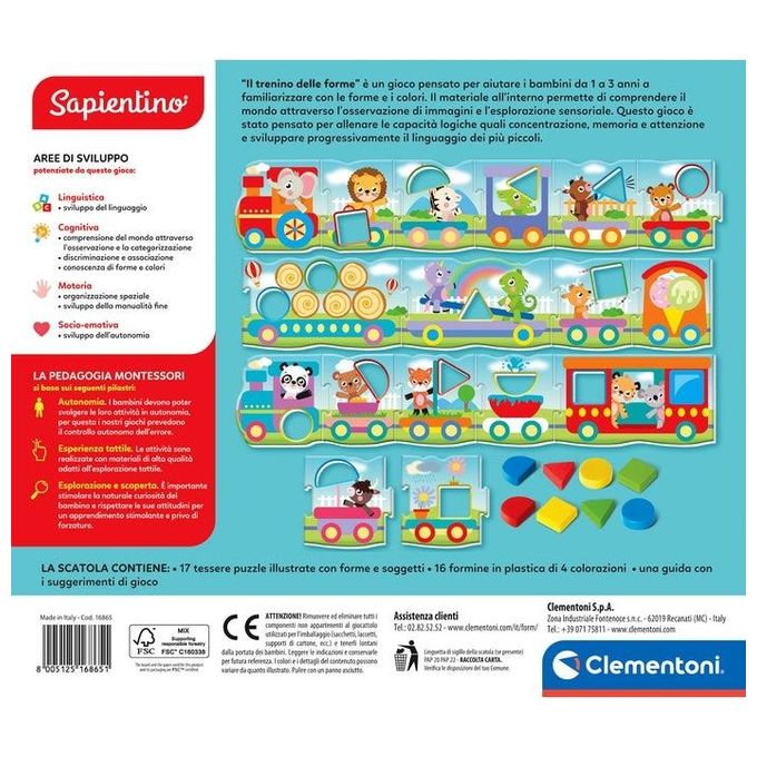 Clementoni Gioco Educativo Sapientino Baby Montessori Il Trenino delle Forme