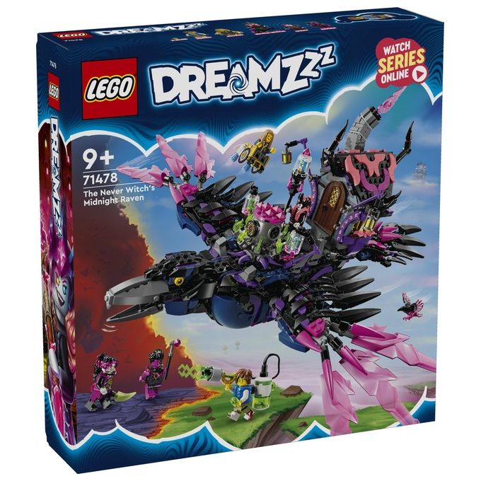 Lego Dreamzzz 2 in 1 Corvo di Mezzanotte della Mai-Strega, Giocattolo d'Avventura Trasformabile in Casa o Ragno, con 6 Personaggi