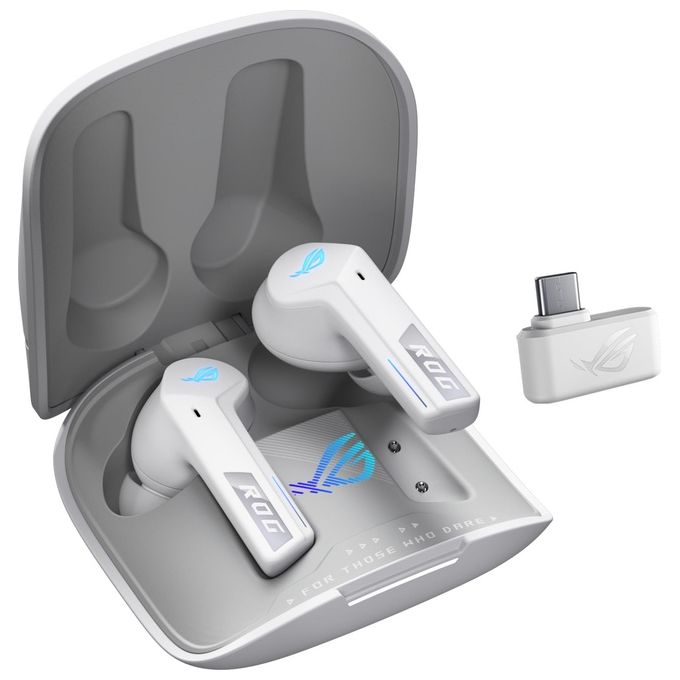 ASUS ROG Cetra True Wireless Speednova Cuffie Gaming Senza Fili Tecnologia Wireless ROG SpeedNova Audio 24 bit 96 kHz Microfoni IA a Conduzione Ossea ANC Fino a 46 Ore di Autonomia Bianco