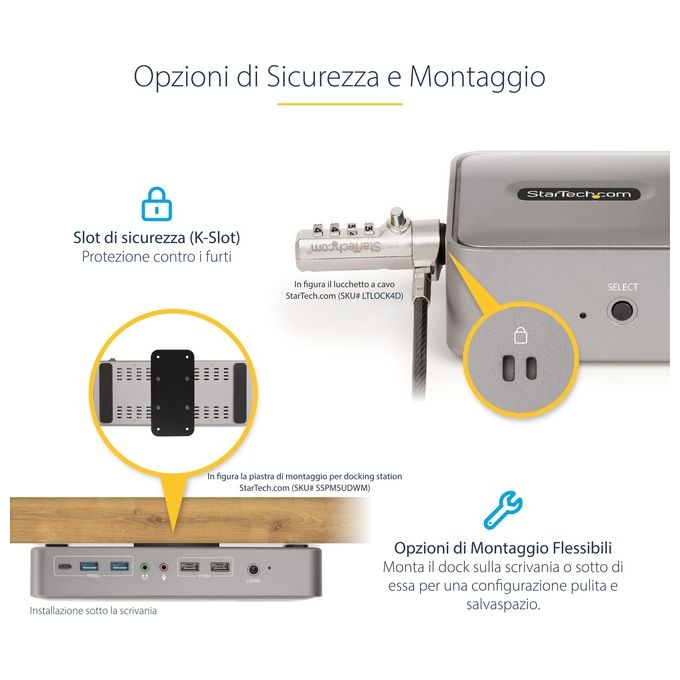 StarTech.com KVM Docking Station USB-C per Due Laptop