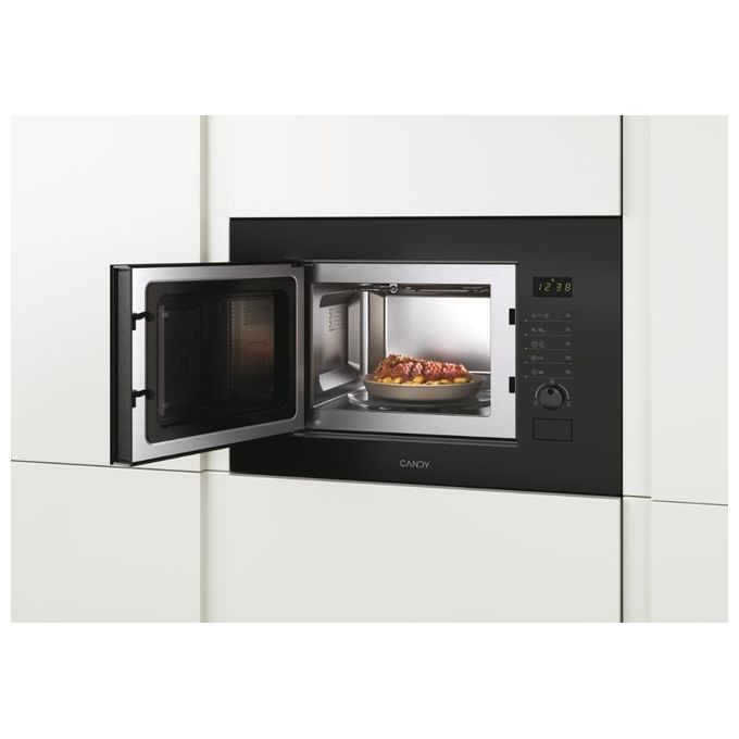 Candy MIC 20 GDFN Forno Microonde a Incasso Capacita' 20 Litri 800 W 3 tipi di cottura Potenza Grill 1000 W Contaminuti elettronico con segnale acustico di fine cottura Scongelamento Automatico 60 cm Nero