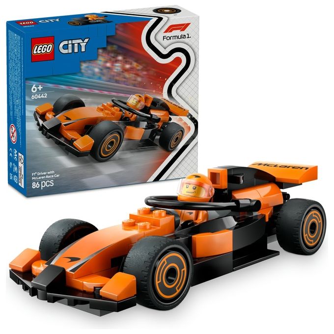 Lego Set Pilota e Monoposto McLaren F1 60442 City Formula1 Racing Construction Kit