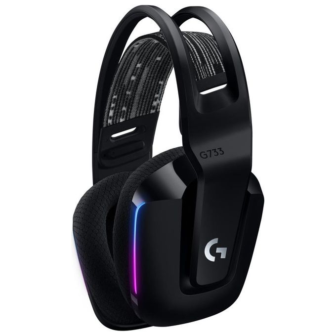 Logitech G733 Lightspeed Cuffia Wireless con Microfono Gaming con Fascia per la Testa a Sospensione Lightsync RGB Tecnologia Microfono Blue Voice e Driver Audio Pro-G Nero