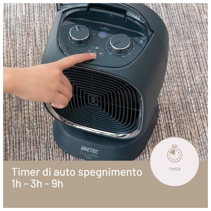 Imetec Silent Power Pure Termoventilatore Silenzioso Ion Technology 2100W