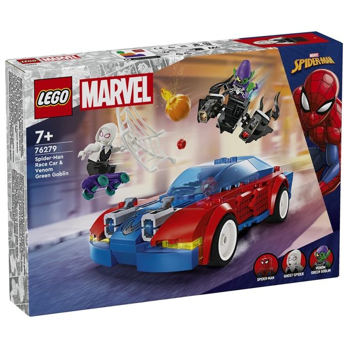LEGO Marvel 76279 Auto da Corsa di Spider-Man e Venom Goblin, Gioco per Bambini di 7+ Anni, Veicoli Giocattolo dei Supereroi