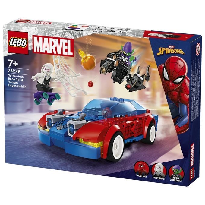 LEGO Marvel 76279 Auto da Corsa di Spider-Man e Venom Goblin, Gioco per Bambini di 7+ Anni, Veicoli Giocattolo dei Supereroi