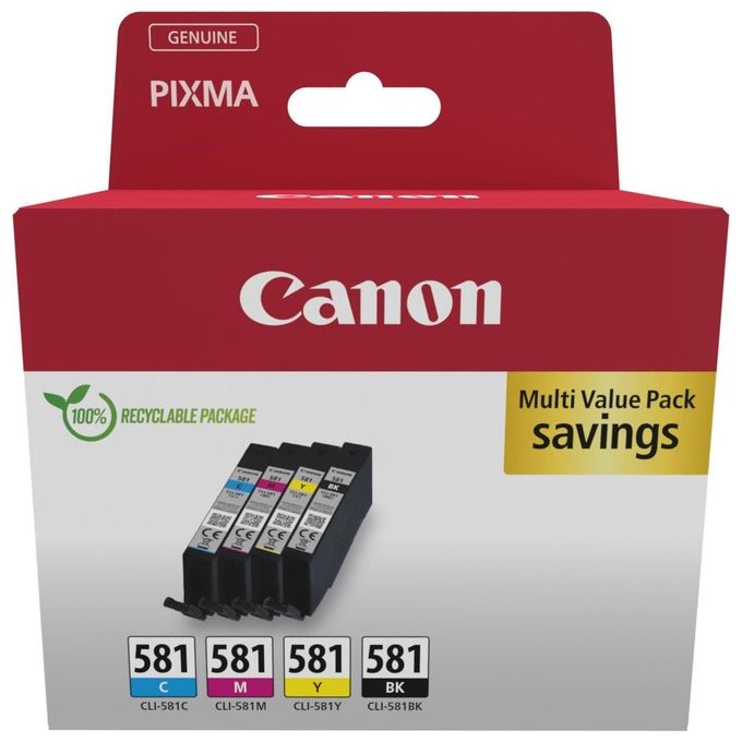 Canon 2103c006 Cartuccia d'Inchiostro 4 Pezzi Originale Nero-Ciano-Magenta-Giallo
