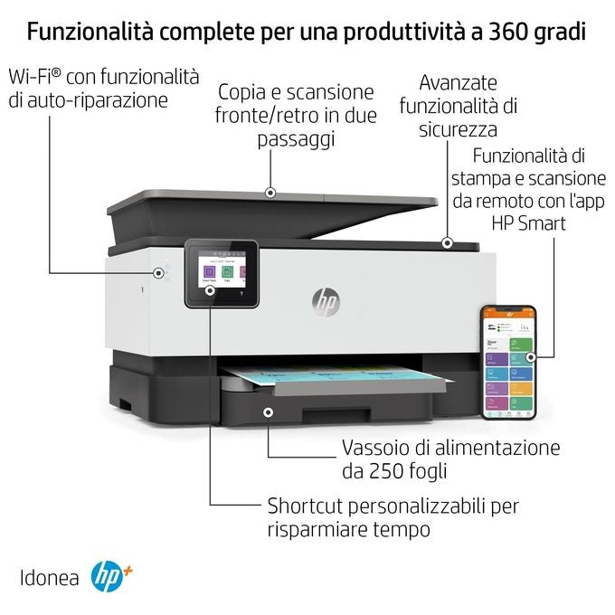 [ComeNuovo] HP Stampante Inkjet Multifunzione OfficeJet Pro 9012e Risoluzione 4800x1200 DPI A4 Wi-Fi