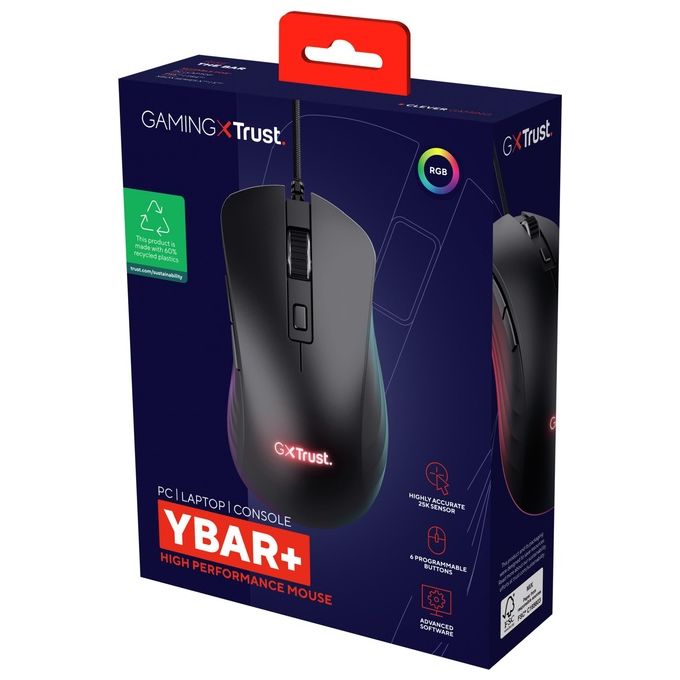 Trust Gaming GXT 924 Ybar Mouse Gaming Nero