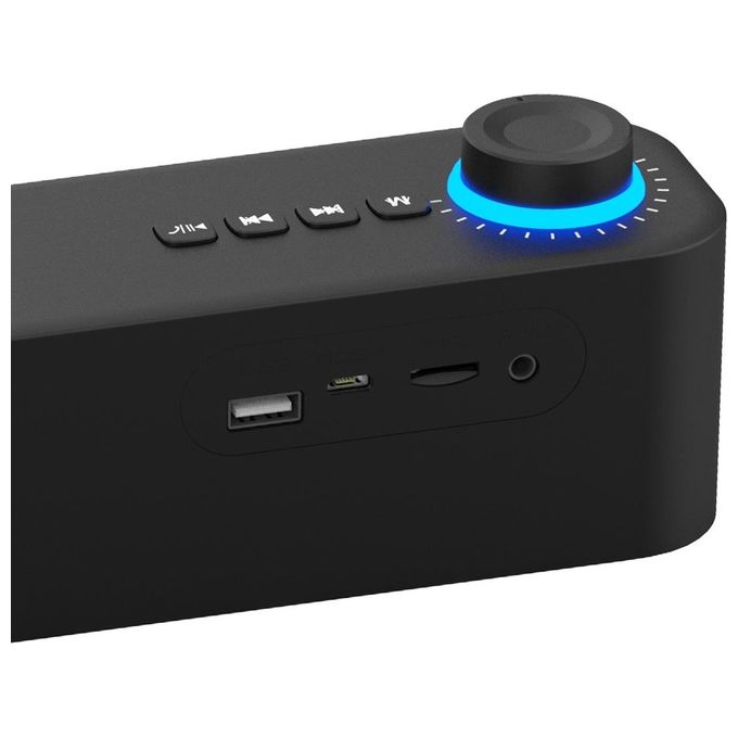 Atlantis P003-c0820-b Mini Soundbar Bluetooth V5.3 20W Jack 3.5mm Tws Include Batteria 2400mah Radio Usb MicroSD Nero