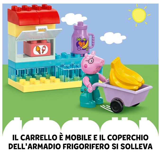 LEGO DUPLO Il Supermercato di Peppa Pig con 4 Personaggi, Set con Macchina Giocattolo e Negozio da Costruire in Mattoncini