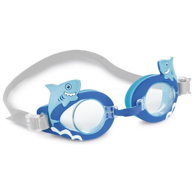 Intex Fun Goggles 55610 – Occhialini da nuoto per bambini 3–8 anni, design animali assortiti, lenti antigraffio e UV, cinturino regolabile